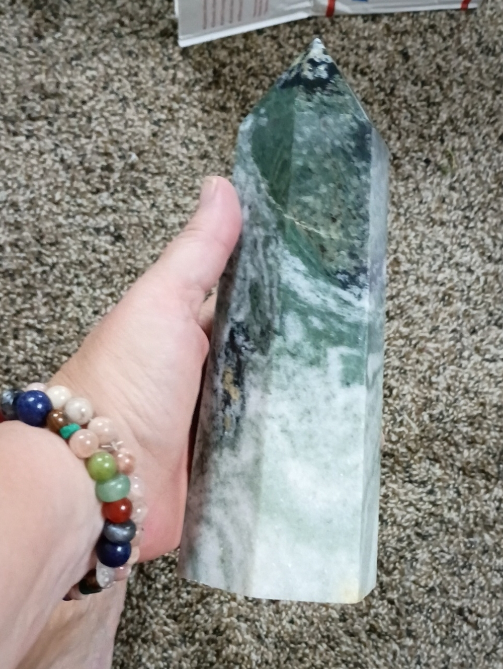 Moss Agate Tower 8 X 3.5 Inches 4 Lbs